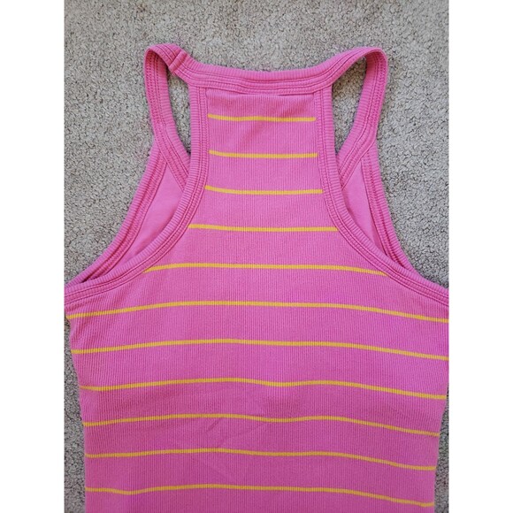 Vintage Y2k Nike Gray Tag Women's Juniors Striped Tank Top Size Pink/Yellow - Picture 4 of 8
